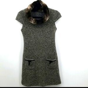 TGM Dress Made in Italy with Faux Fur Collar Size S